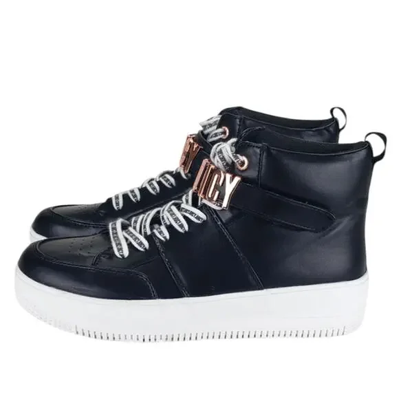 JUICY COUTURE DOTTIE SHOES WOMENS ATHLETIC HIGHTOP PLATFORM SNEAKER BLACK SIZE 8 - Picture 2 of 7